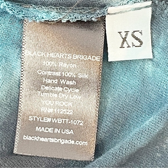 BLACK HEARTS BRIGADE Women’s Black Blue Tie Dye Ruffle Asymetrical Tank Size XS - Picture 6 of 6
